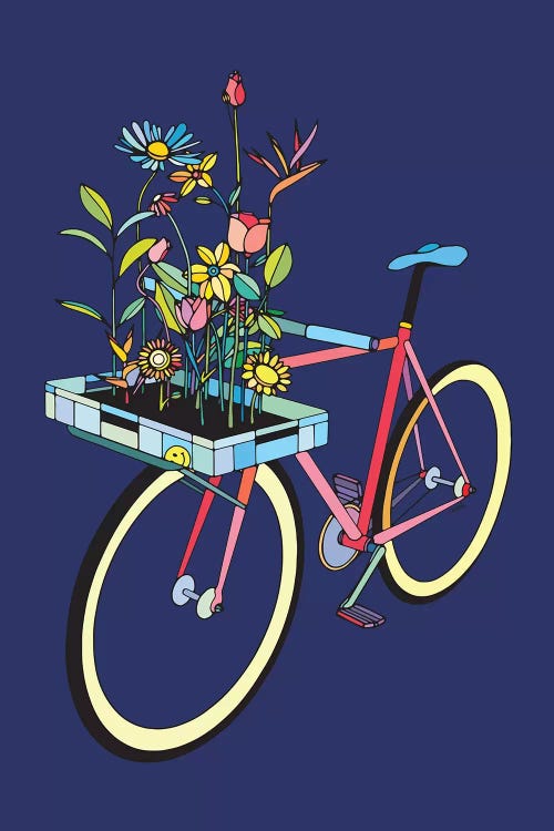 Bike And Flowers by Ninhol wall art
