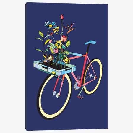 Bike And Flowers Canvas Print #NIN97} by Ninhol Canvas Artwork
