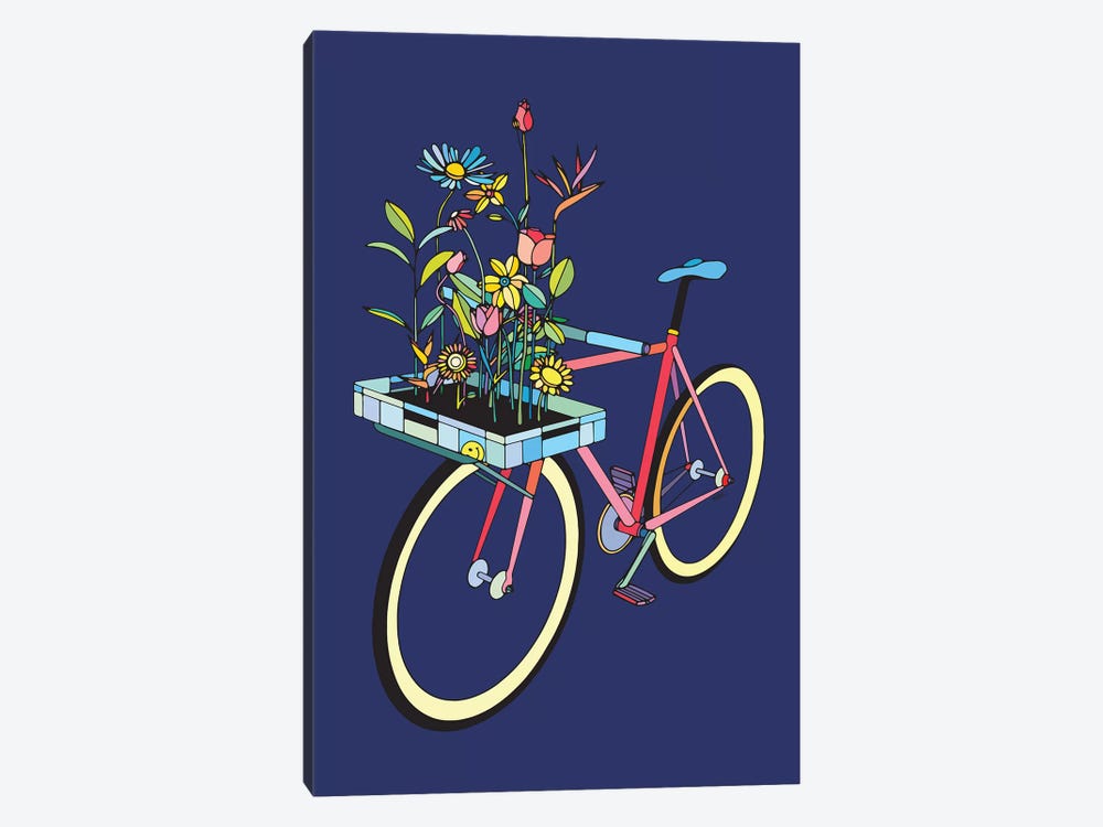 Bike And Flowers by Ninhol 1-piece Canvas Art Print