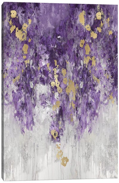 Cascading Purple Canvas Art Print - Gold Abstract Art