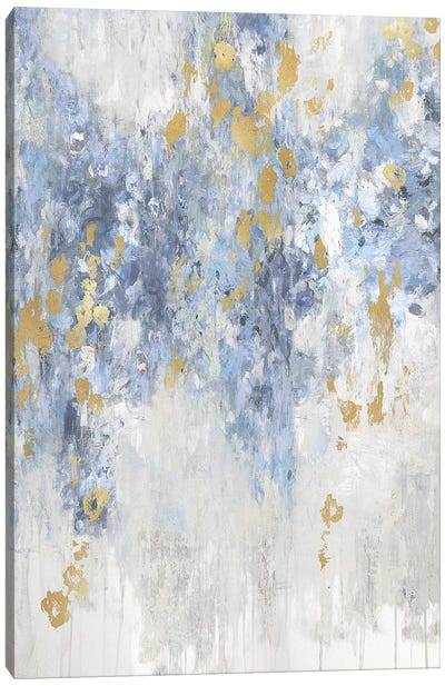 Cascade Blue with Gold Canvas Art Print - Blue & Gold Art