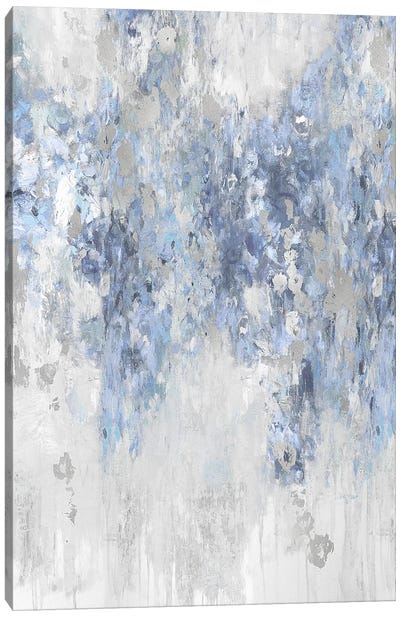 Cascade Blue with Silver Canvas Art Print - Silver Art