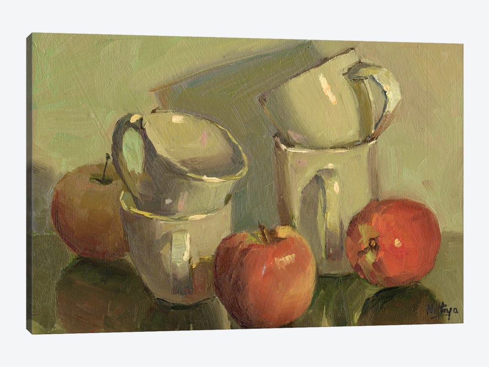 Apples And Cups by Nithya Swaminathan 1-piece Canvas Wall Art