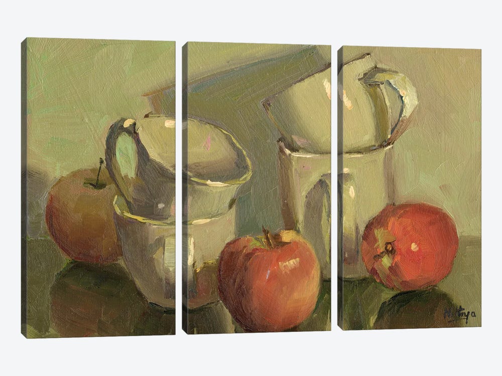 Apples And Cups by Nithya Swaminathan 3-piece Canvas Artwork