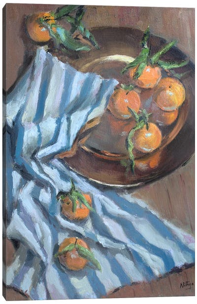 Oranges And Fabric Canvas Art Print - La Dolce Vita