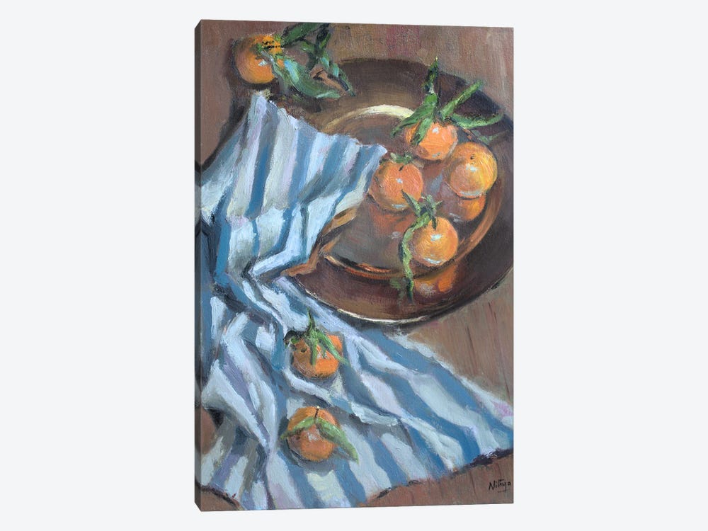 Oranges And Fabric by Nithya Swaminathan 1-piece Canvas Wall Art