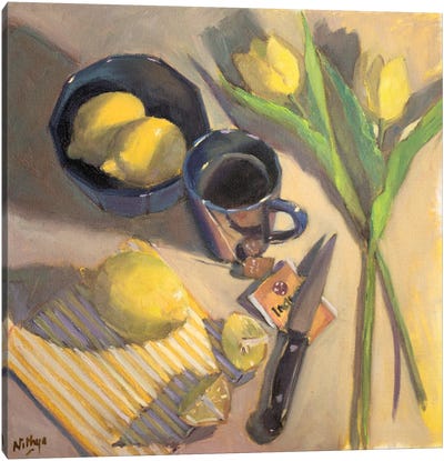 Lemon And Tea Canvas Art Print - Tulip Art