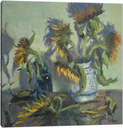 Wilting Sunflowers Canvas Art Print - Ombres et Lumières
