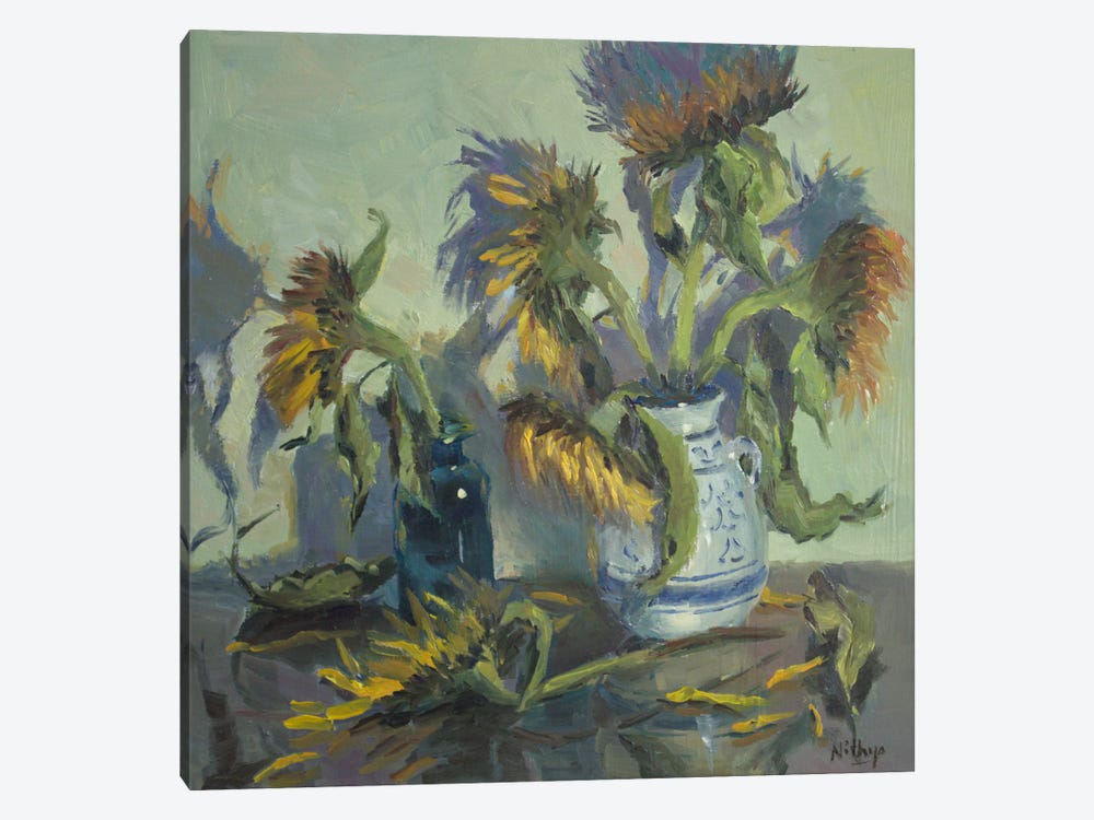 Wilting Sunflowers by Nithya Swaminathan 1-piece Canvas Artwork