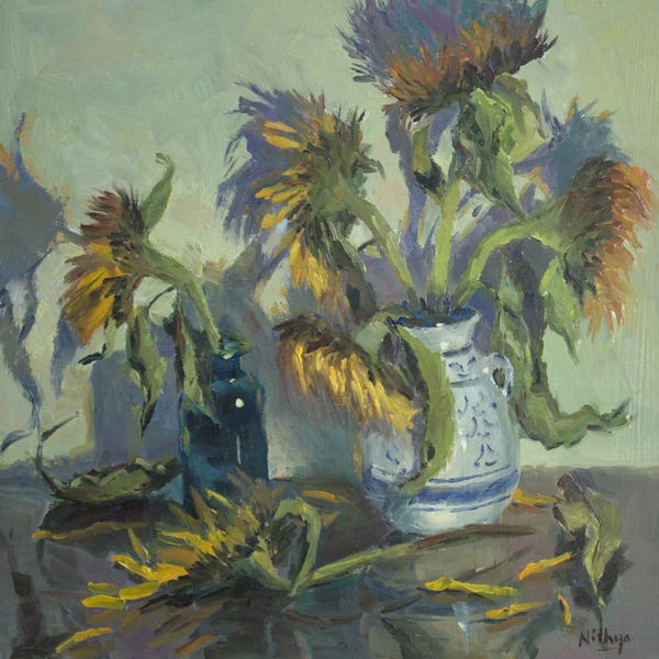Ombres et Lumières: Wilting Sunflowers by Nithya Swaminathan