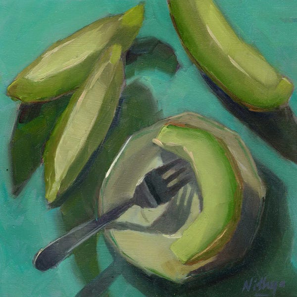 Nithya Swaminathan: Melon Slices On A Plate by Nithya Swaminathan