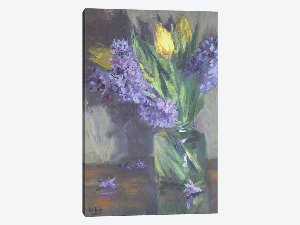 Tulips And Hyacinths by Nithya Swaminathan 1-piece Canvas Print