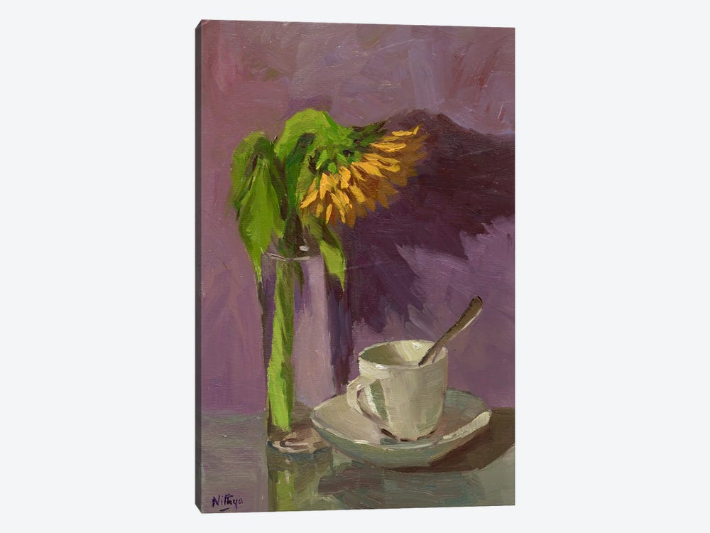A Sunflower And A Cup by Nithya Swaminathan 1-piece Art Print