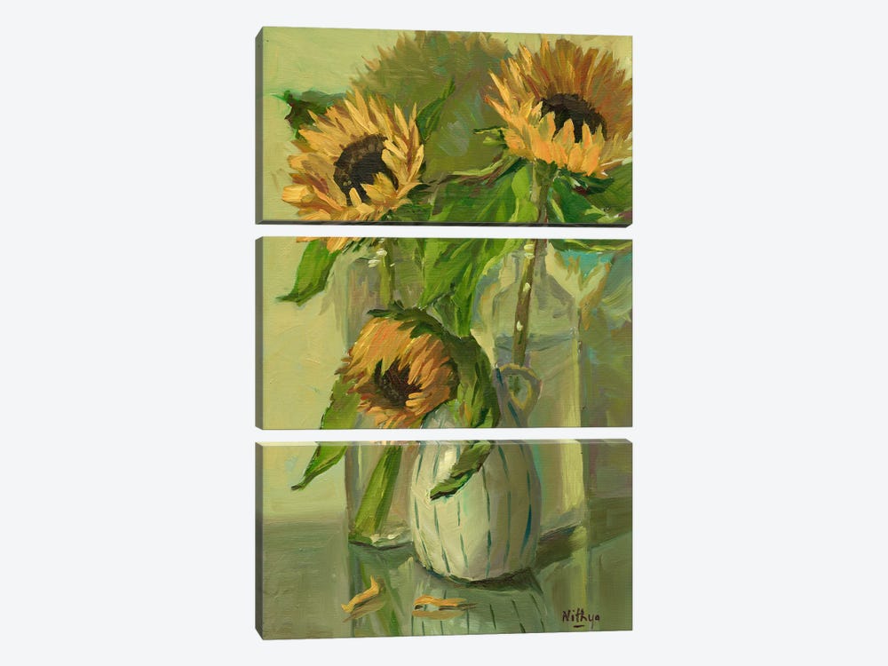 Three Sunflowers by Nithya Swaminathan 3-piece Canvas Art