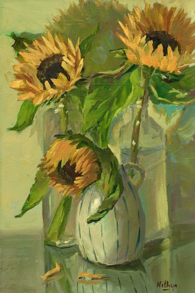 Van Gogh's Sunflowers Collection: Three Sunflowers by Nithya Swaminathan