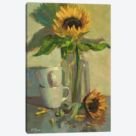Sunflower In A Bottle Canvas Print #NIY8} by Nithya Swaminathan Canvas Art Print