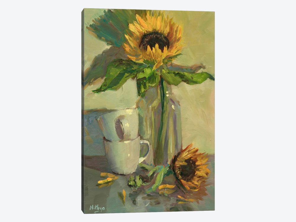 Sunflower In A Bottle by Nithya Swaminathan 1-piece Canvas Art Print