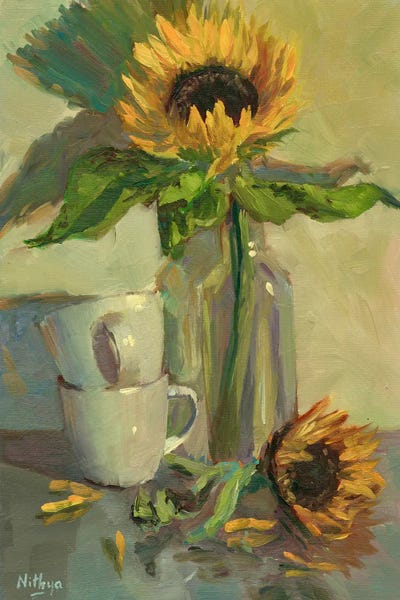Van Gogh's Sunflowers Collection: Sunflower In A Bottle by Nithya Swaminathan