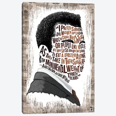 James Baldwin Canvas Print #NJO13} by Nate Jones Design Canvas Wall Art