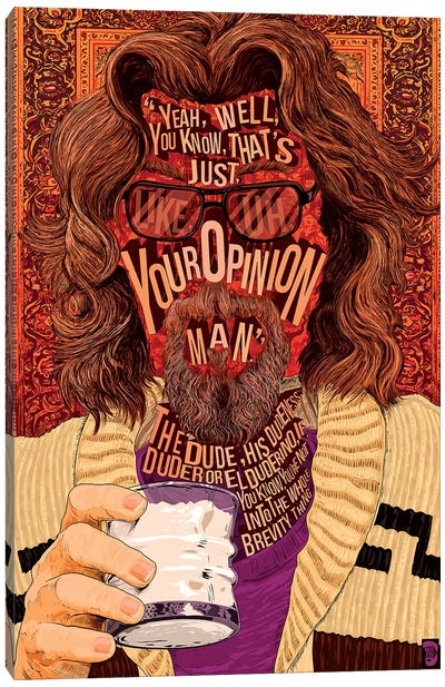 The Dude Canvas Art Print - Jeffrey "The Dude" Lebowski