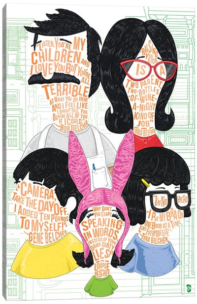 The Whole Family Canvas Art Print - Funny Typography Art