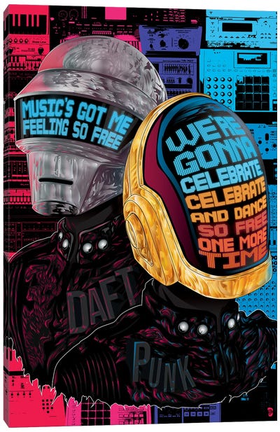 Music's Got Me Feeling So Free Canvas Art Print - Daft Punk