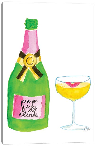 Pop Fizz Clink Canvas Art Print - Champagne Art