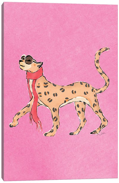 Preppy Pink Leopard I Canvas Art Print - Leopard Art