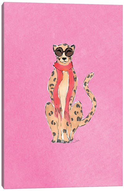 Preppy Pink Leopard II Canvas Art Print - Leopard Art