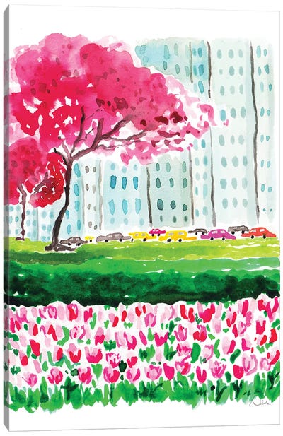 Tulips On Park Avenue Canvas Art Print - City Park Art