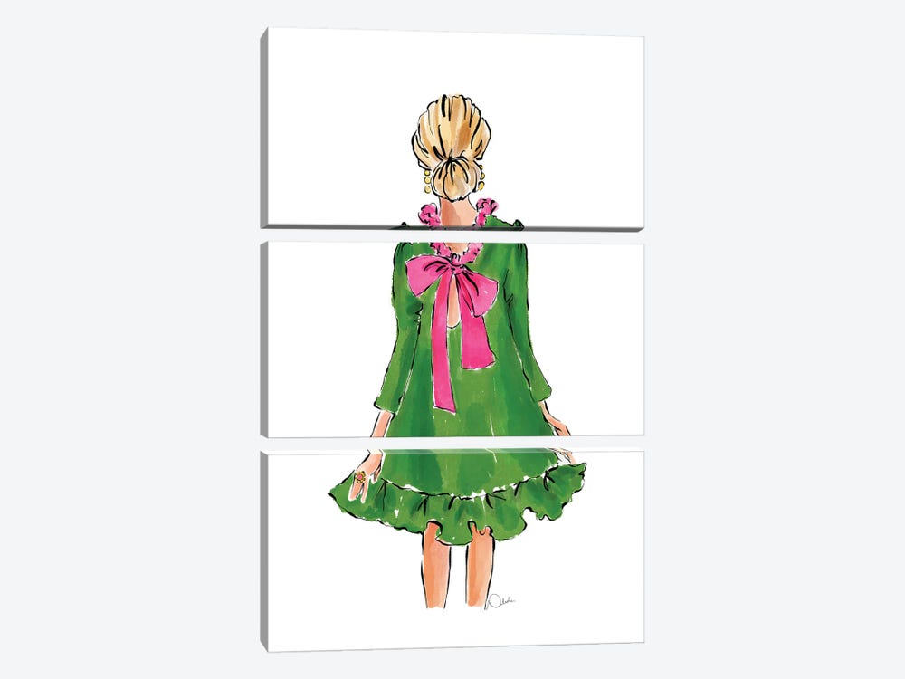 Green Dress Girl by Natasha Joseph 3-piece Canvas Art Print