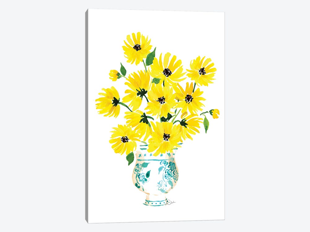 Sunflowers In Chinoiserie Vase by Natasha Joseph 1-piece Canvas Art Print