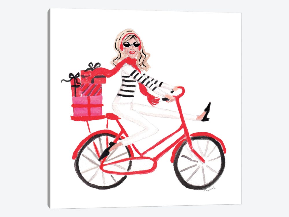Red Bicycle Girl (Blonde) by Natasha Joseph 1-piece Canvas Art