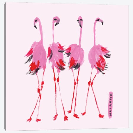 Pink Fashion Flamingos Canvas Print #NJP85} by Natasha Joseph Canvas Print