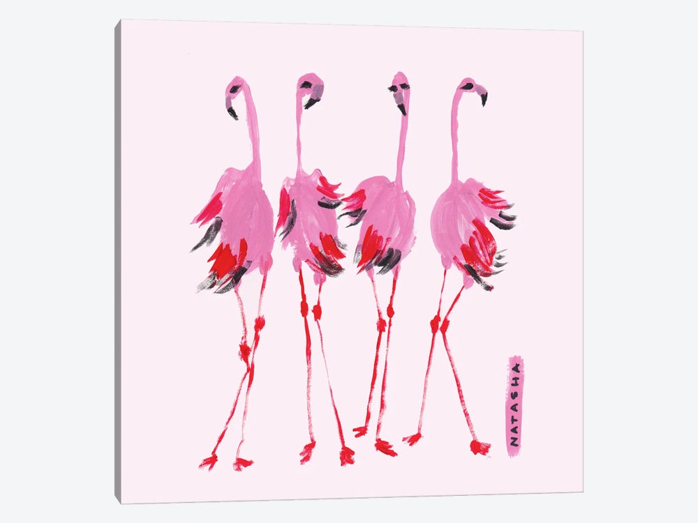 Pink Fashion Flamingos by Natasha Joseph 1-piece Canvas Artwork