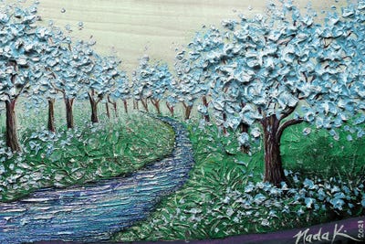 A Bloom In Flow - Blue Green by Nada Khatib art print