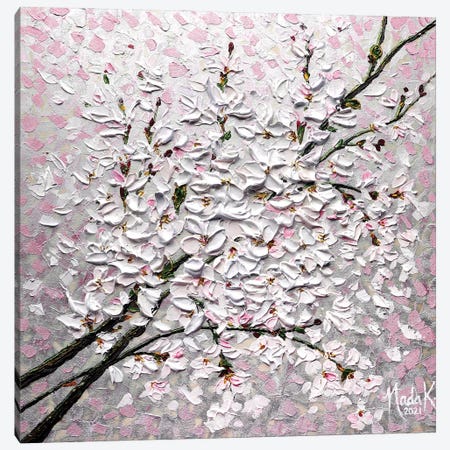Petals In The Sky - Pink Gray White Canvas Print #NKH102} by Nada Khatib Canvas Artwork