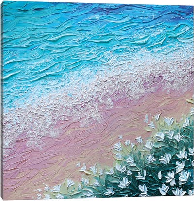 Pink Sand Haven - Blue Pink Peach Green Canvas Art Print - Nada Khatib
