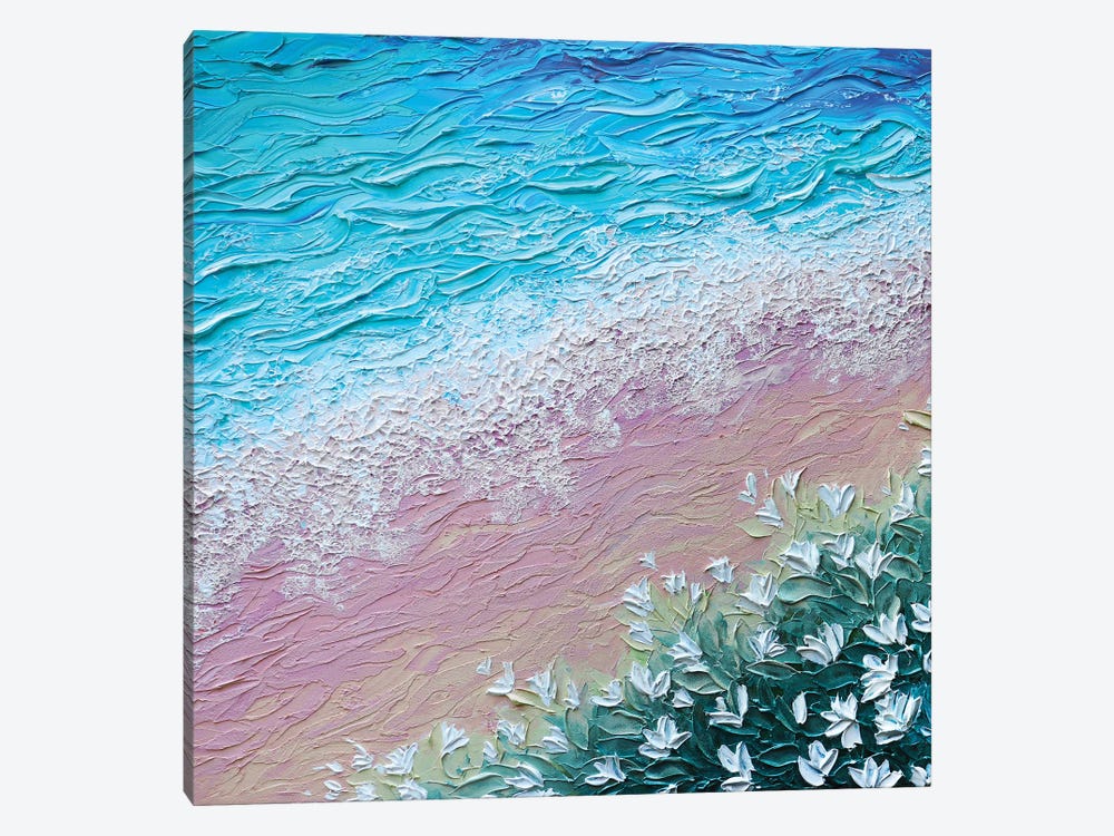Pink Sand Haven - Blue Pink Peach Green by Nada Khatib 1-piece Canvas Print