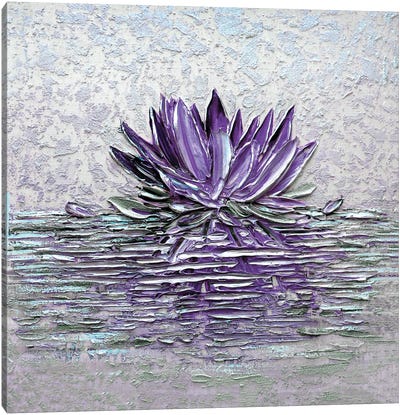 Pure Peace - Purple Canvas Art Print - Lotuses