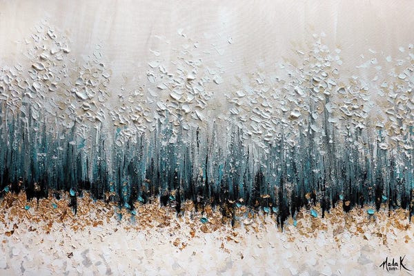 Palette Knife Prints: Simple Sophistication - Blue Black White Neutral by Nada Khatib