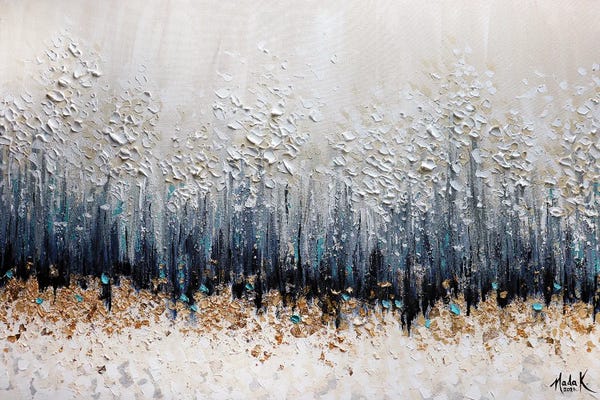 Middle Eastern Artists: Simple Sophistication - Blue White Neutral by Nada Khatib