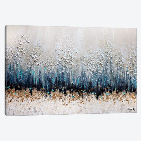 Simple Sophistication - Turquoise Blue White Gold Canvas Print #NKH115} by Nada Khatib Canvas Artwork