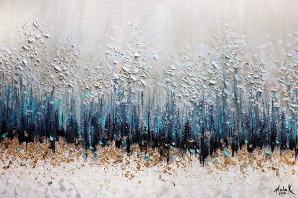 Middle Eastern Artists: Simple Sophistication - Turquoise Blue White Gold by Nada Khatib