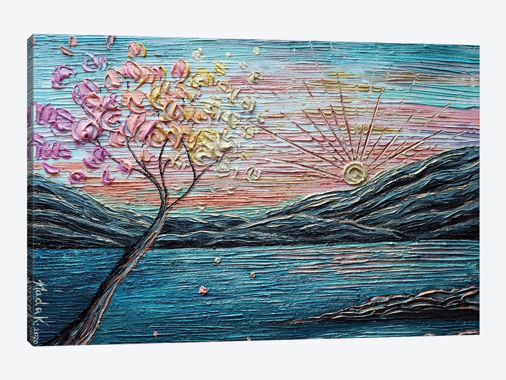 Somewhere Peachy - Turquoise Peach by Nada Khatib 1-piece Canvas Art