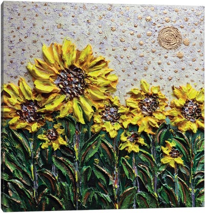Sun Is Shining - Yellow Green Canvas Art Print - Textured Florals