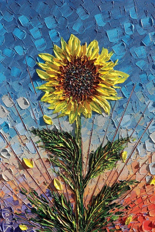 Single Sunflower - Blue Yellow Orange