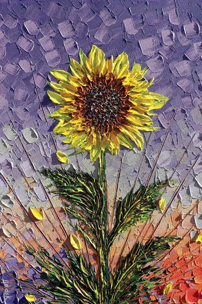 Single Sunflower - Purple Yellow Orange by Nada Khatib art print