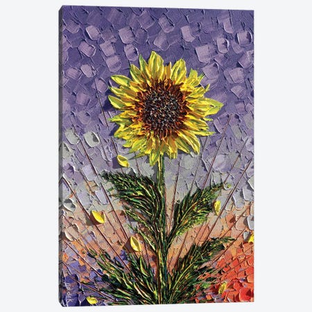 Single Sunflower - Purple Yellow Orange Canvas Print #NKH121} by Nada Khatib Canvas Art