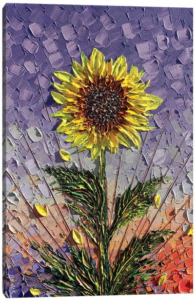 Single Sunflower - Purple Yellow Orange Canvas Art Print - Nada Khatib